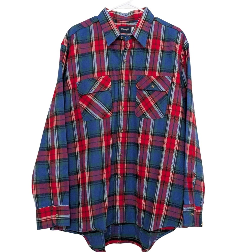 Wrangler Mens XXL Plaid Flannel Shirt NWT Button Front Long Sleeve Chest Pockets